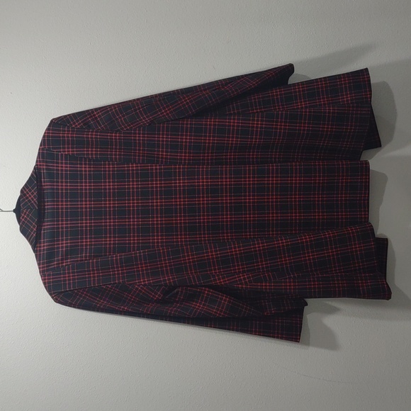 Allison Daley Red & Black Plaid Open Front Blazer Size 14 - Picture 7 of 10